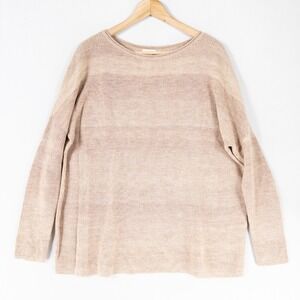 J. Jill Sweater Womens Small Tan Cotton Blend Pullover Rib Knit Oversized Cozy